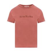 Logo Katoenen T-shirt in Roest Rood Acne Studios , Red , Dames