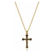 Mens Gold Necklace with Black CZ Cross Nialaya , Yellow , Heren