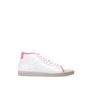 Logo Mid-Top Sneakers Wit/Roze Saint Laurent , White , Dames