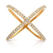 Cross Over Ring in Gold Nialaya , Yellow , Dames