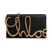 Schoudertas met logo Chloé , Black , Dames