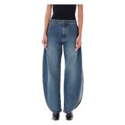 Vintage Blauwe Petal Jeans Alaïa , Blue , Dames