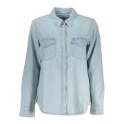 Lichtblauwe Denim Overhemd met Italiaanse Kraag Levi's , Blue , Dames