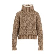 Bruine Turtleneck Tricot Sweater Moncler , Brown , Dames