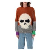 Bruine Gebreide Skull Sweater Aw24 ERL , Multicolor , Heren