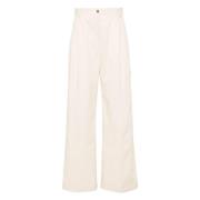 Stijlvolle Double Pleats Broek Maison Kitsuné , Beige , Dames