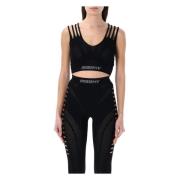 Zwarte Mesh Crop Top Aw24 Misbhv , Black , Dames