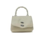 Witte Schoudertas Elegante Leren Handtas Zanellato , Beige , Dames