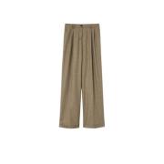 Wijde Camel Flanellen Broek Pinko , Beige , Dames