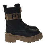 Zwarte Leren Rits Platte Schoenen Pinko , Black , Dames