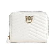 Witte Leren Ritsportemonnee Damesmode Pinko , White , Dames