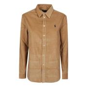 Knoop Front Shirt Ralph Lauren , Brown , Dames