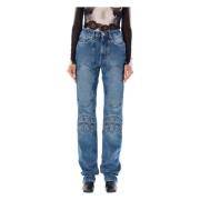 Vintage Blauw Veters Knie Gebonden Jeans Jean Paul Gaultier , Blue , D...