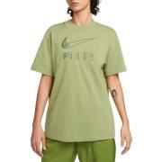 Alligator Olive Tshirt met Swoosh Applicatie Nike , Green , Dames