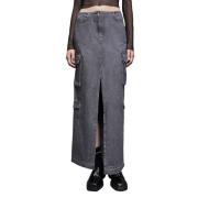 Cargo Lange Denim Rok Patrizia Pepe , Gray , Dames