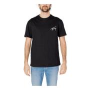 Zwarte Bedrukt T-shirt voor Mannen Tommy Hilfiger , Black , Heren