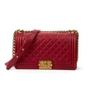 Pre-owned Leather chanel-bags Chanel Vintage , Red , Dames