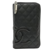 Pre-owned Leather wallets Chanel Vintage , Black , Dames