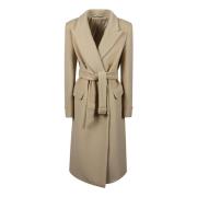 Klassieke Wollen Overjas Tagliatore , Beige , Dames