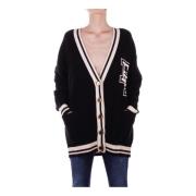 Front Logo Cardigan Sweaters Elisabetta Franchi , Black , Dames