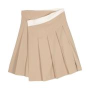 Beige Geplooide Midi Omslagrok LOW Classic , Beige , Dames