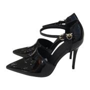 Zwarte platte schoenen met enkelband Pinko , Black , Dames