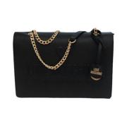 Zwarte leren schoudertas met logo Love Moschino , Black , Dames