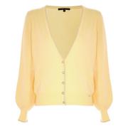 Verfijnde Gebreide Vest met Contrasterende Rand Kocca , Yellow , Dames