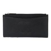 Pre-owned Leather wallets Chanel Vintage , Black , Dames