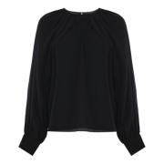 Blouse met gedrapeerde mouwen Kocca , Black , Dames