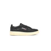 Vintage Stijl Zwarte Leren Sneakers Autry , Black , Heren