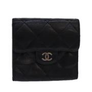 Pre-owned Leather wallets Chanel Vintage , Black , Dames