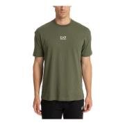 Gestreept Logo T-shirt Emporio Armani EA7 , Green , Heren