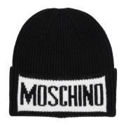 Multikleur Logo Beanie Muts Moschino , Black , Dames