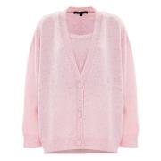 Zachte wollen blend cardigan met gestippelde details Kocca , Pink , Da...