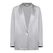 Grijze Satijnen Jas Elegante Stijl Herno , Gray , Dames