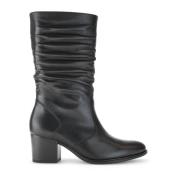 Zwarte leren middelhoge laarzen Gabor , Black , Dames