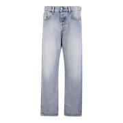 Stonewashed Straight Cut Jeans Lichtblauw Diesel , Blue , Heren