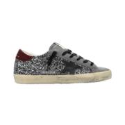 Glitter Suède Sneakers met Rode Hiel Golden Goose , Gray , Dames