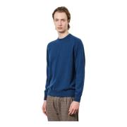 Kasjmier Ribgebreide Crew Neck Sweater Massimo Alba , Blue , Heren