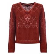 Mohair Wolmix Openwork Trui Kocca , Brown , Dames