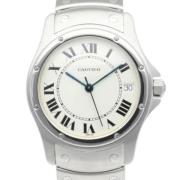 Pre-owned Stainless Steel watches Cartier Vintage , White , Dames