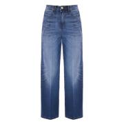 Stone-washed wijde jeans met splitten Kocca , Blue , Dames