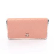 Pre-owned Leather wallets Chanel Vintage , Pink , Dames