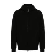 Zwarte Lens Detail Hooded Jas C.p. Company , Black , Heren