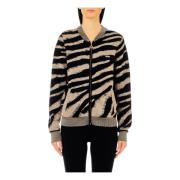 Zebra Print Lange Mouw Rits Top Liu Jo , Black , Dames