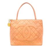 Pre-owned Leather totes Chanel Vintage , Orange , Dames