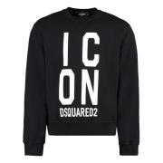 Katoenen Sweatshirt Cool Fit Geribbelde Stijl Dsquared2 , Black , Here...