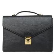 Pre-owned Leather briefcases Louis Vuitton Vintage , Black , Dames