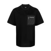 Zwart T-shirt met zak Fendi , Black , Heren